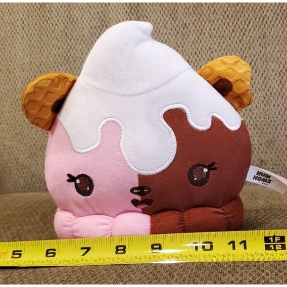 6.5" Num Noms Pink Brown White Ice Cream Waffle Ears Toy Factory Stuffed Toy - Picture 7 of 12
